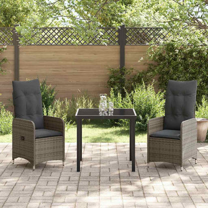 Garten Essgruppe mit Kissen 3 pcs Grau Poly Rattan