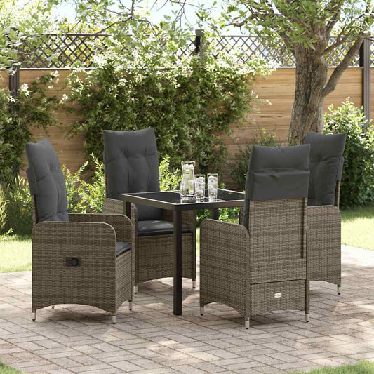 Garten Essgruppe mit Kissen 5 pcs Grau Poly Rattan