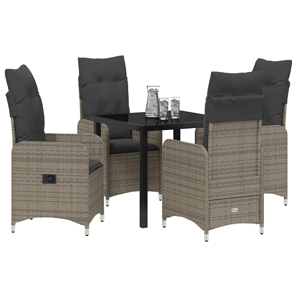 Garten Essgruppe mit Kissen 5 pcs Grau Poly Rattan