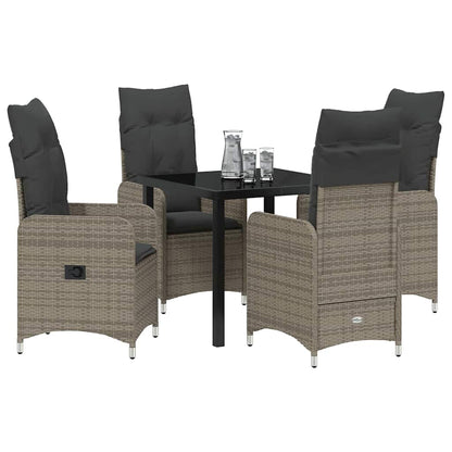 Garten Essgruppe mit Kissen 5 pcs Grau Poly Rattan
