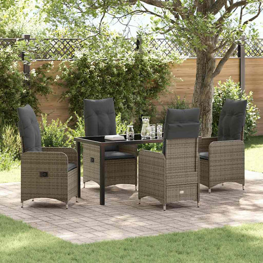 Garten Essgruppe mit Kissen 5 pcs Grau Poly Rattan