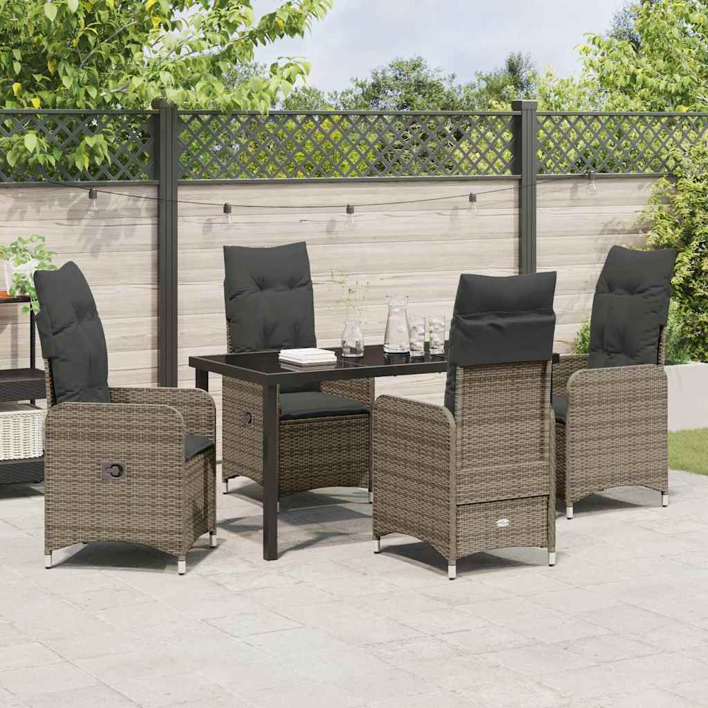 Garten Essgruppe mit Kissen 5 pcs Grau Poly Rattan