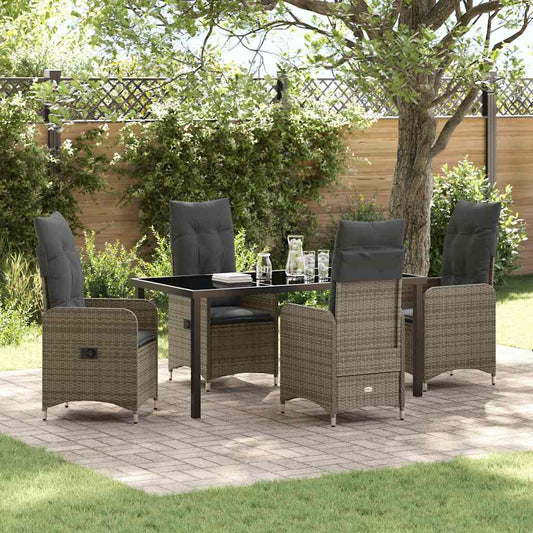 Garten Essgruppe mit Kissen 5 pcs Grau Poly Rattan
