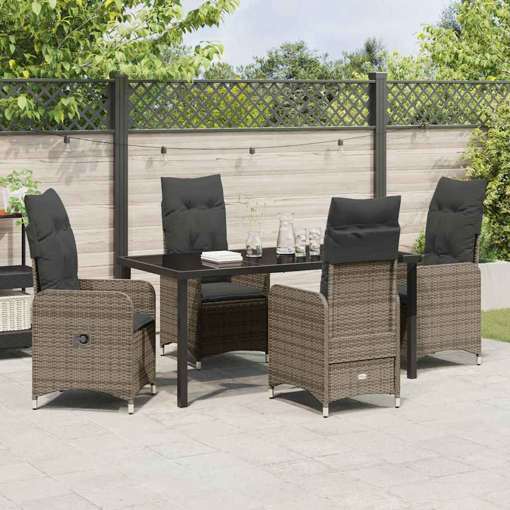 Garten Essgruppe mit Kissen 5 pcs Grau Poly Rattan