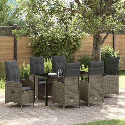 Garten Essgruppe mit Kissen 7 pcs Grau Poly Rattan