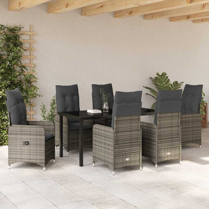 Garten Essgruppe mit Kissen 7 pcs Grau Poly Rattan