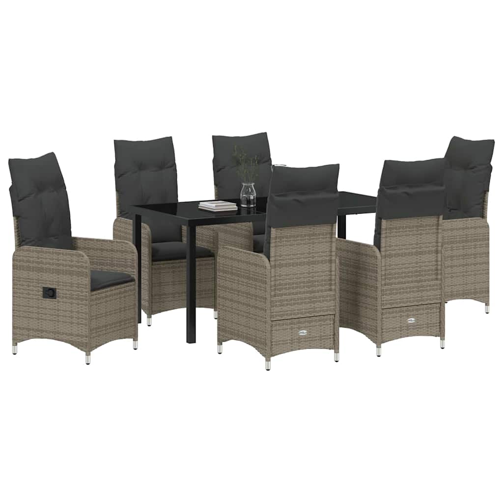 Garten Essgruppe mit Kissen 7 pcs Grau Poly Rattan