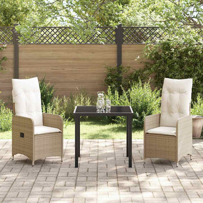 Garten Essgruppe mit Kissen 3 pcs Beige Poly Rattan