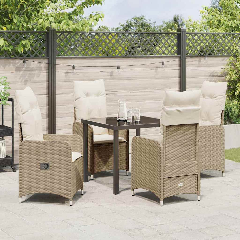 Garten Essgruppe mit Kissen 5 pcs Beige Poly Rattan