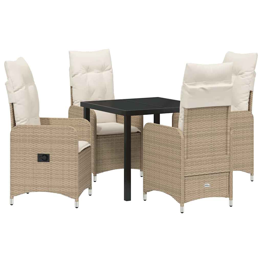 Garten Essgruppe mit Kissen 5 pcs Beige Poly Rattan