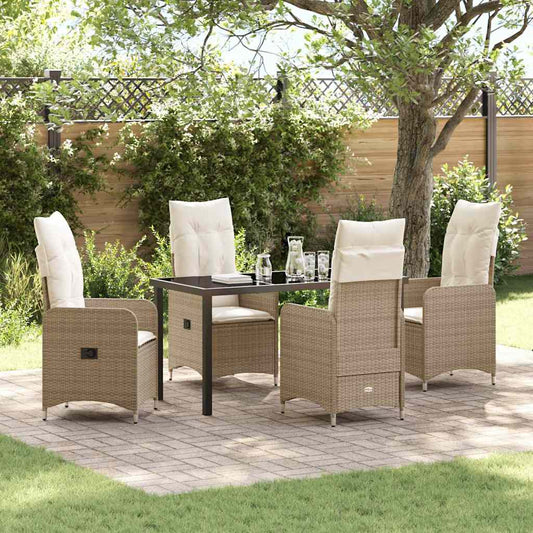 Garten Essgruppe mit Kissen 5 pcs Beige Poly Rattan