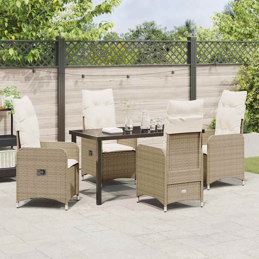 Garten Essgruppe mit Kissen 5 pcs Beige Poly Rattan