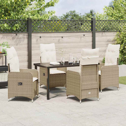Garten Essgruppe mit Kissen 5 pcs Beige Poly Rattan