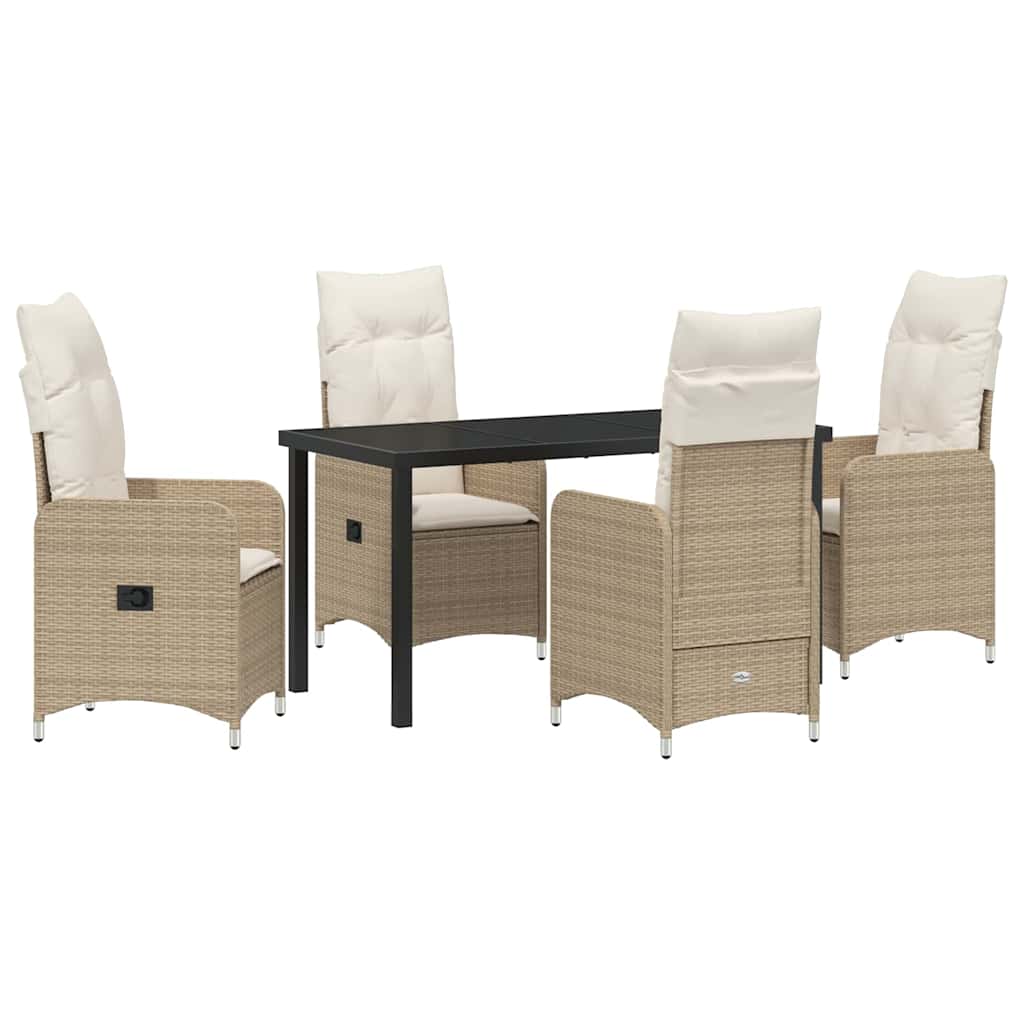 Garten Essgruppe mit Kissen 5 pcs Beige Poly Rattan