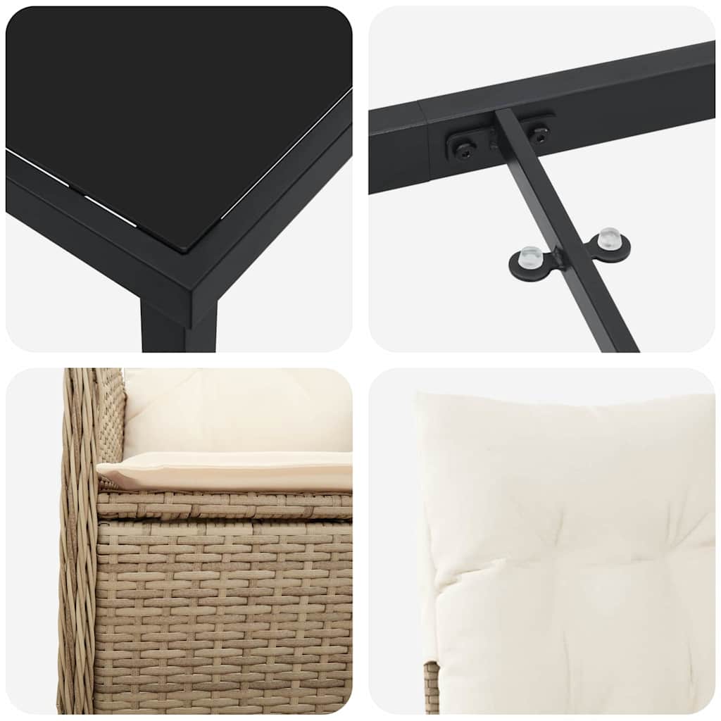 Garten Essgruppe mit Kissen 5 pcs Beige Poly Rattan