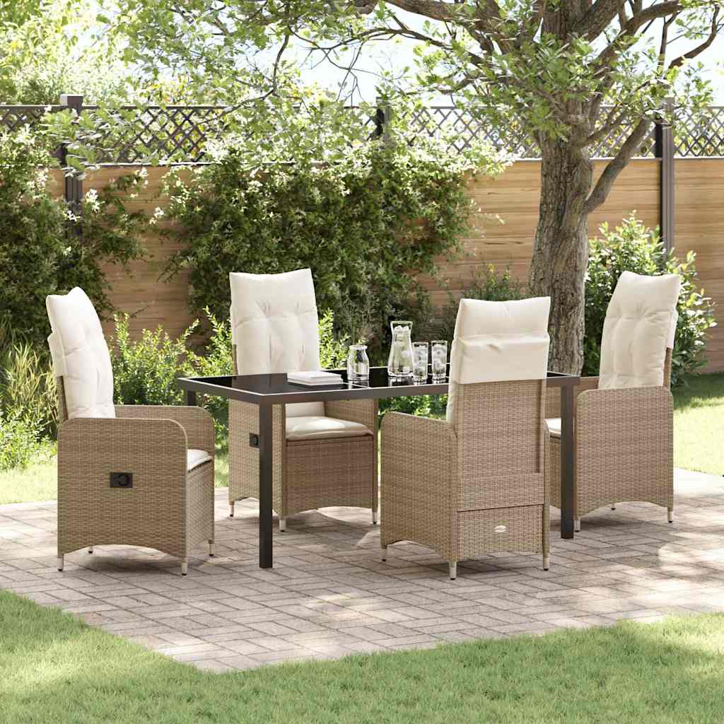 Garten Essgruppe mit Kissen 5 pcs Beige Poly Rattan