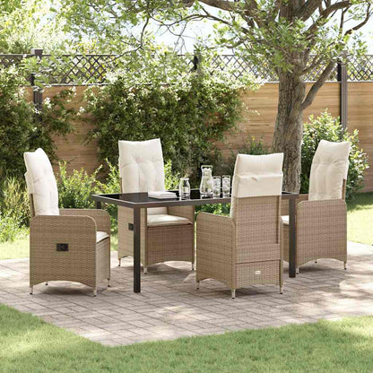 Garten Essgruppe mit Kissen 5 pcs Beige Poly Rattan