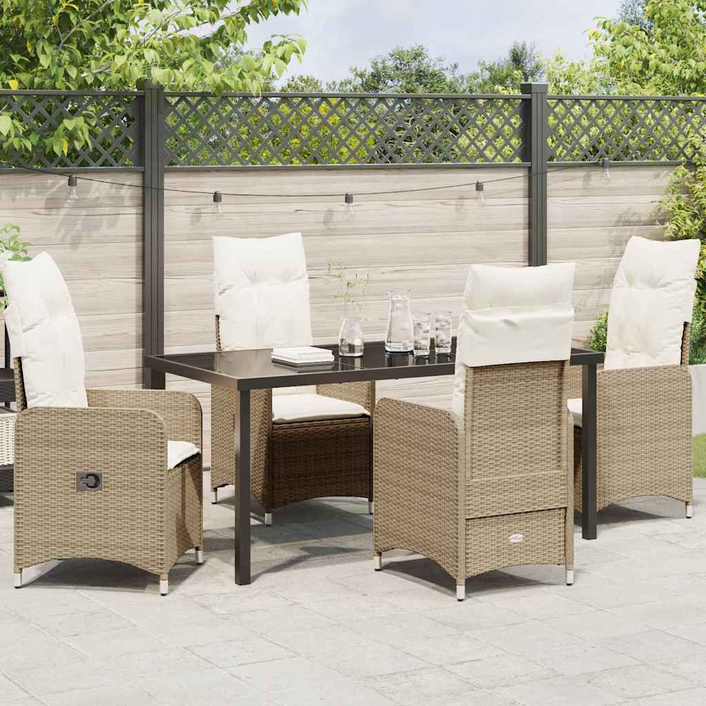 Garten Essgruppe mit Kissen 5 pcs Beige Poly Rattan