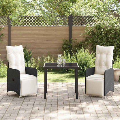 Garten Essgruppe mit Kissen 3 pcs Schwarz Poly Rattan