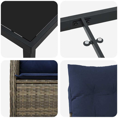 Garten Essgruppe mit Kissen 5 pcs Schwarz Poly Rattan