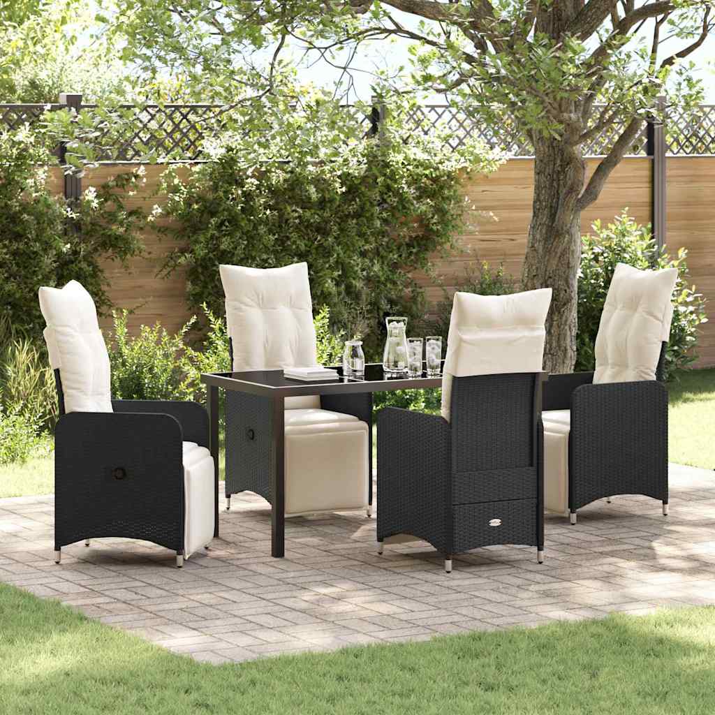 Garten Essgruppe mit Kissen 5 pcs Schwarz Poly Rattan