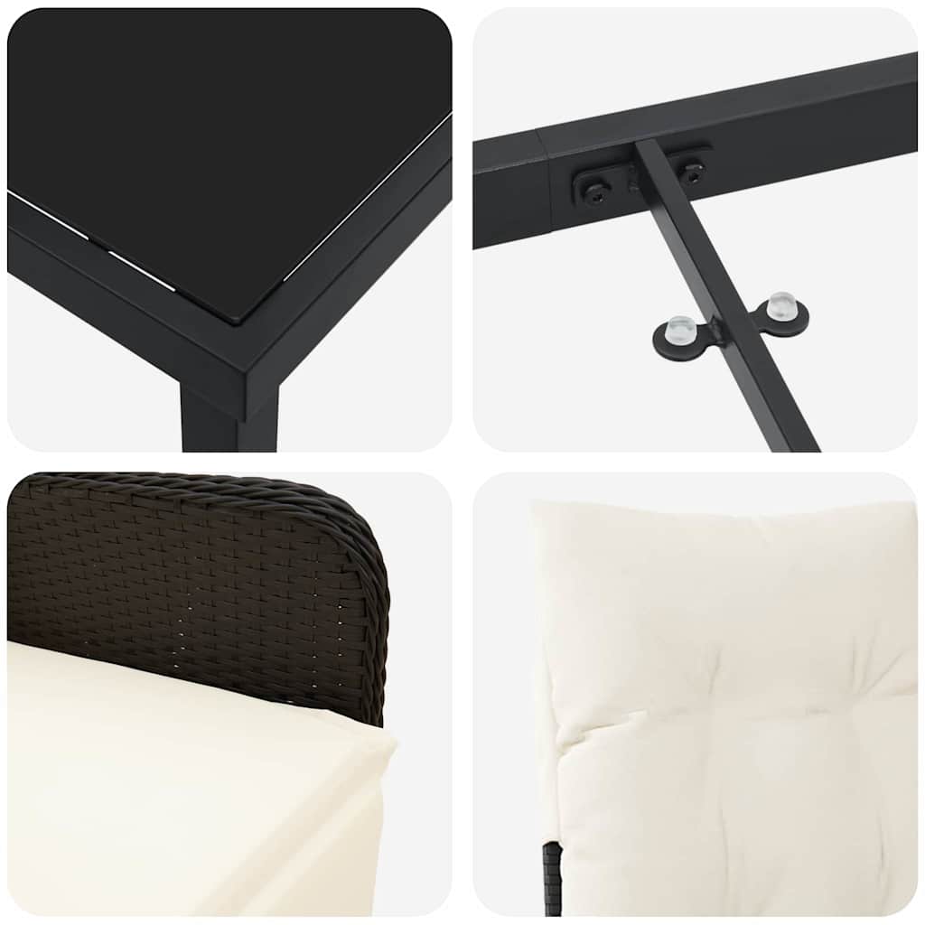 Garten Essgruppe mit Kissen 5 pcs Schwarz Poly Rattan