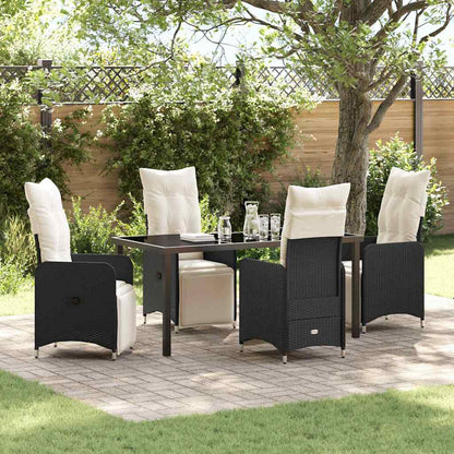 Garten Essgruppe mit Kissen 5 pcs Schwarz Poly Rattan