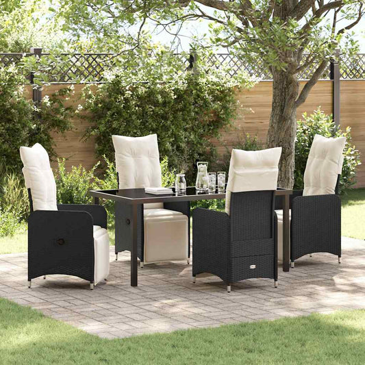 Garten Essgruppe mit Kissen 5 pcs Schwarz Poly Rattan