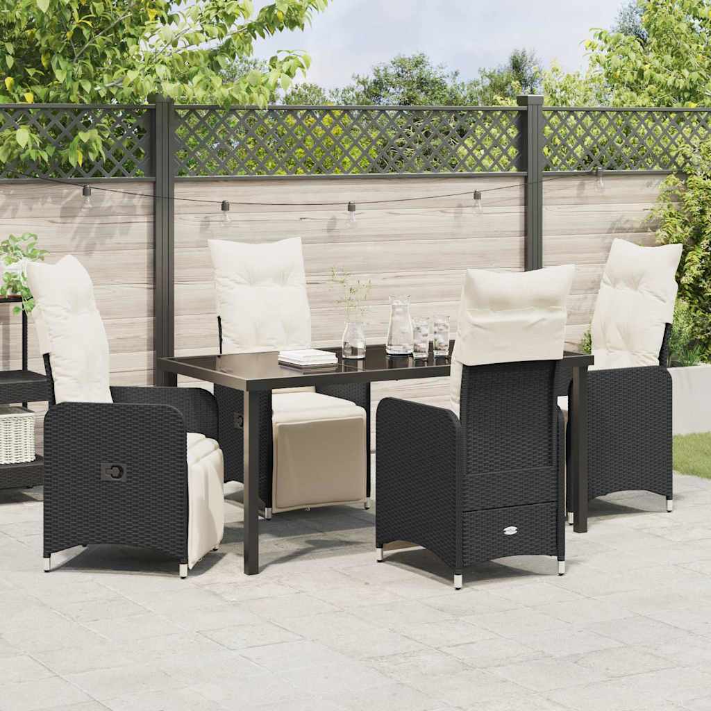 Garten Essgruppe mit Kissen 5 pcs Schwarz Poly Rattan