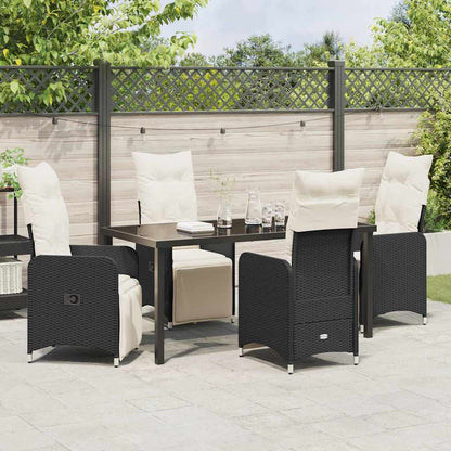 Garten Essgruppe mit Kissen 5 pcs Schwarz Poly Rattan