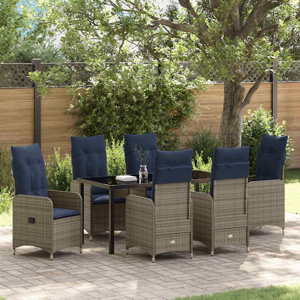 Garten Essgruppe mit Kissen 7 pcs Schwarz Poly Rattan