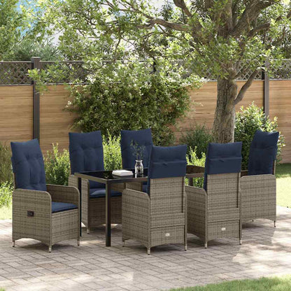 Garten Essgruppe mit Kissen 7 pcs Schwarz Poly Rattan