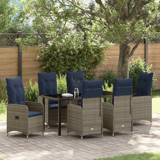 Garten Essgruppe mit Kissen 7 pcs Schwarz Poly Rattan