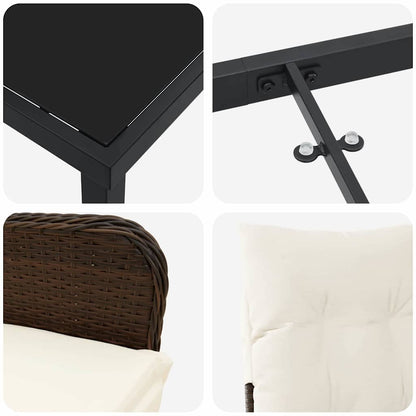 Garten Essgruppe mit Kissen 3 pcs Braun Poly Rattan