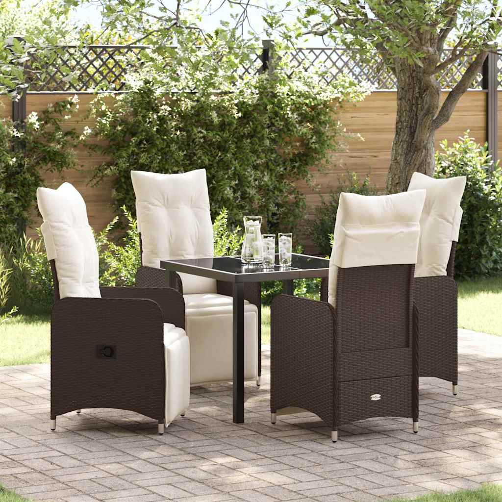 Garten Essgruppe mit Kissen 5 pcs Braun Poly Rattan