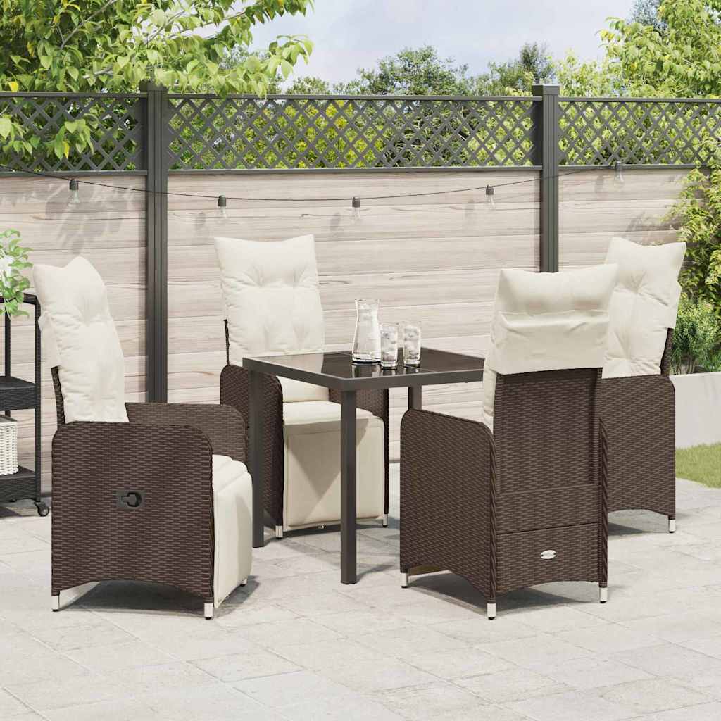 Garten Essgruppe mit Kissen 5 pcs Braun Poly Rattan