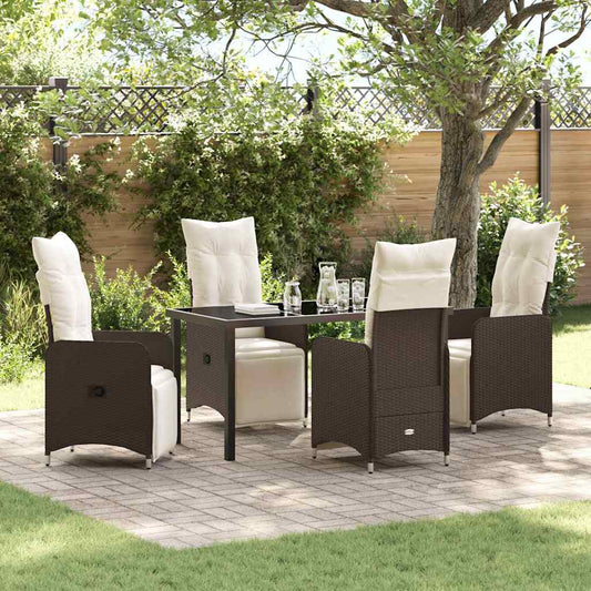 Garten Essgruppe mit Kissen 5 pcs Braun Poly Rattan