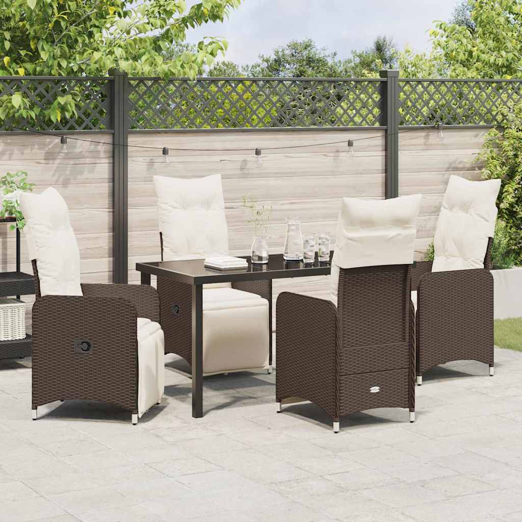 Garten Essgruppe mit Kissen 5 pcs Braun Poly Rattan