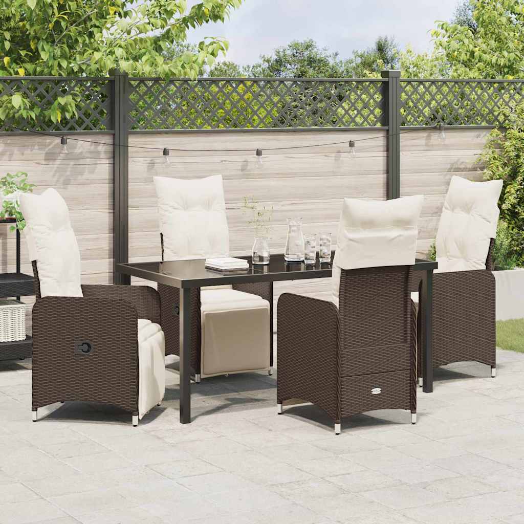 Garten Essgruppe mit Kissen 5 pcs Braun Poly Rattan