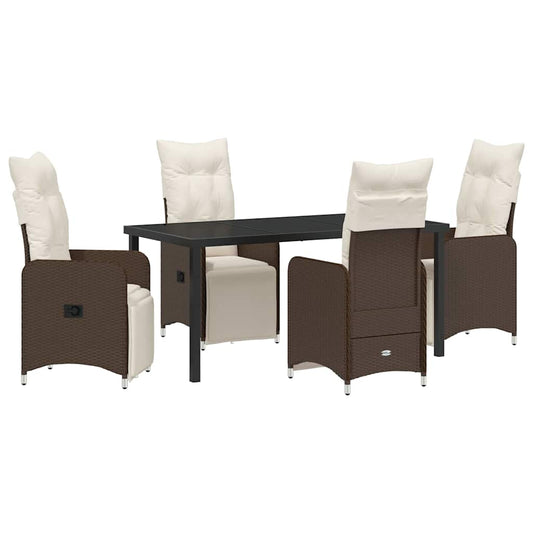 Garten Essgruppe mit Kissen 5 pcs Braun Poly Rattan