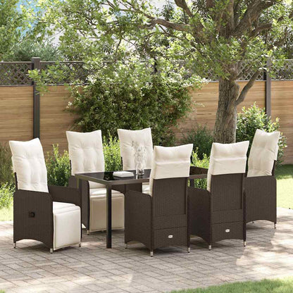 Garten Essgruppe mit Kissen 7 pcs Braun Poly Rattan