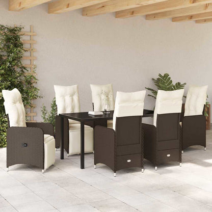 Garten Essgruppe mit Kissen 7 pcs Braun Poly Rattan