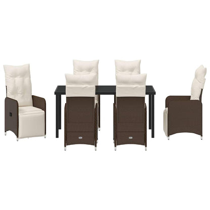 Garten Essgruppe mit Kissen 7 pcs Braun Poly Rattan