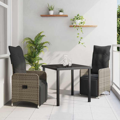 Garten Essgruppe mit Kissen 3 pcs Grau Poly Rattan