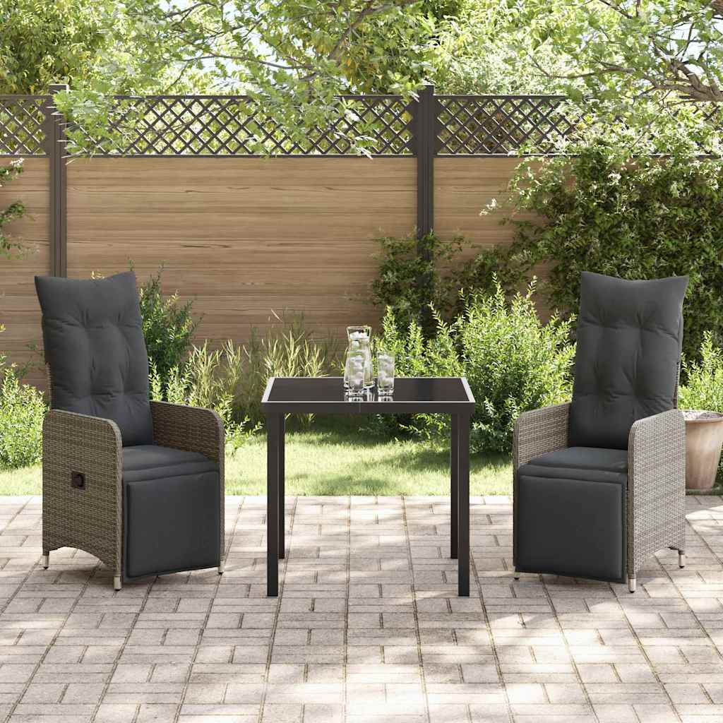 Garten Essgruppe mit Kissen 3 pcs Grau Poly Rattan