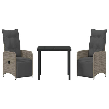 Garten Essgruppe mit Kissen 3 pcs Grau Poly Rattan
