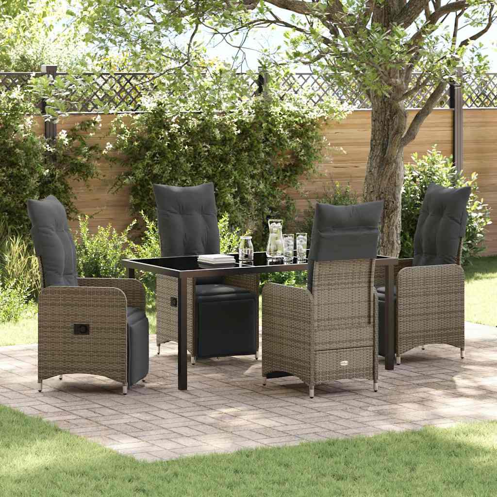 Garten Essgruppe mit Kissen 5 pcs Grau Poly Rattan