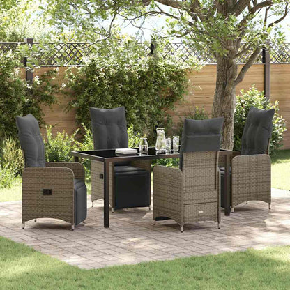 Garten Essgruppe mit Kissen 5 pcs Grau Poly Rattan