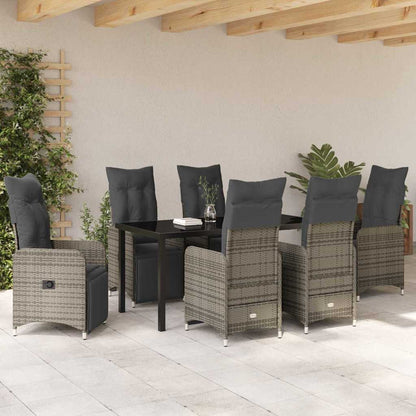 Garten Essgruppe mit Kissen 7 pcs Grau Poly Rattan