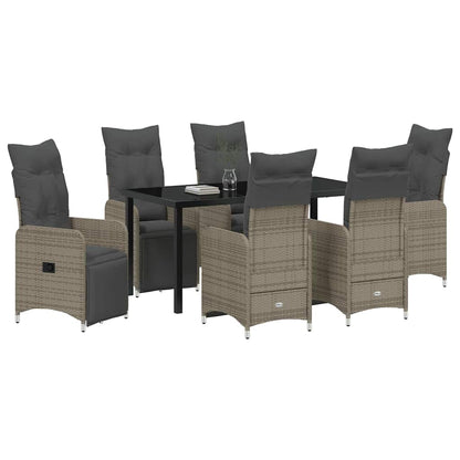 Garten Essgruppe mit Kissen 7 pcs Grau Poly Rattan